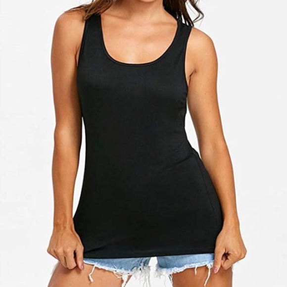 Womens BLACK American Flag Pattern Sleeveless Tank - Picture 2 of 4